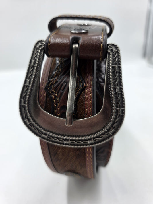Wrangler Western Fur On leather Belt Mens Size 36"