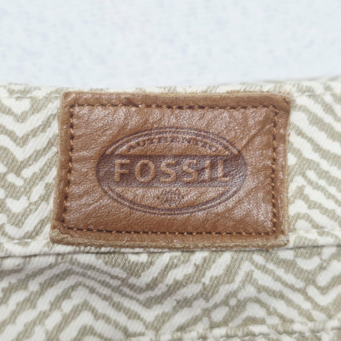 Fossil Jeans Women's 27x30 Beige Skinny Herringbone Stretch Denim Pockets Logo