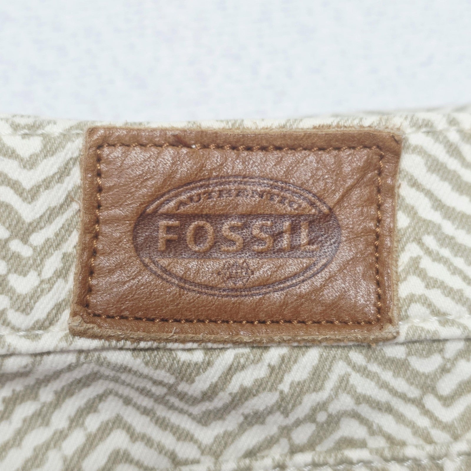 Fossil Jeans Women's 27x30 Beige Skinny Herringbone Stretch Denim Pockets Logo