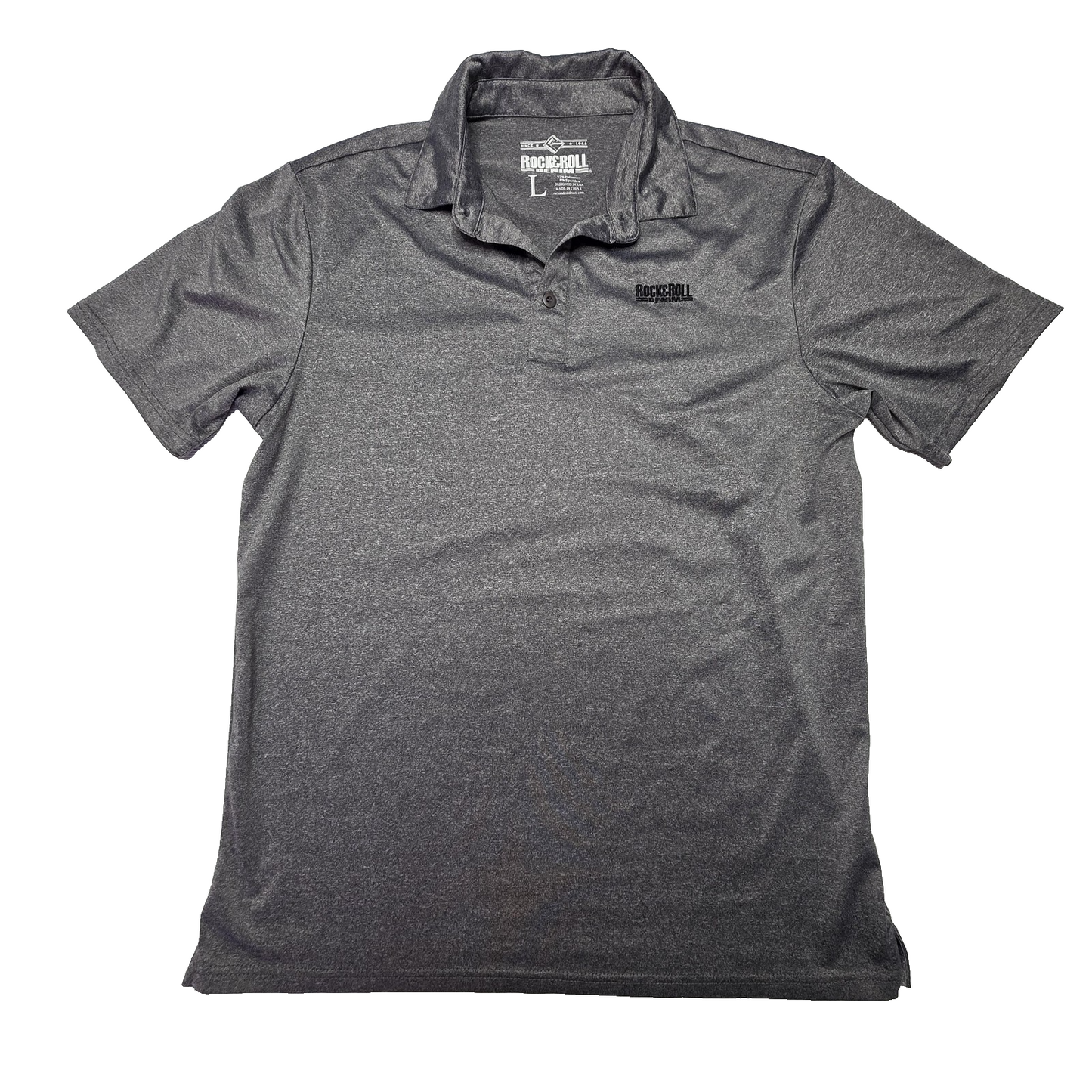 Rock & Roll Denim Shirt Men's Large Grey Performance Polo Stretch