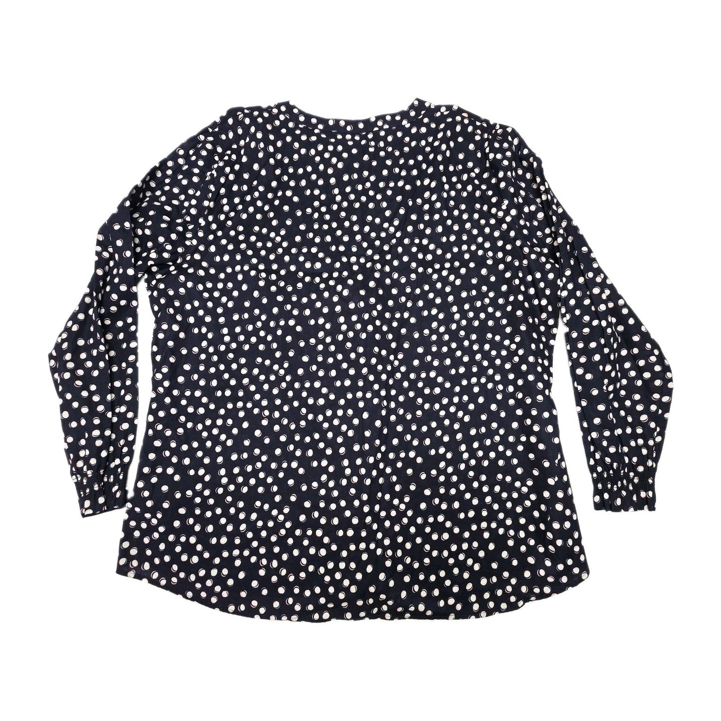 Thomas Cook Blouse Women's 20 Blue Long Sleeve Polka Dot Cotton Ruffle Georgie