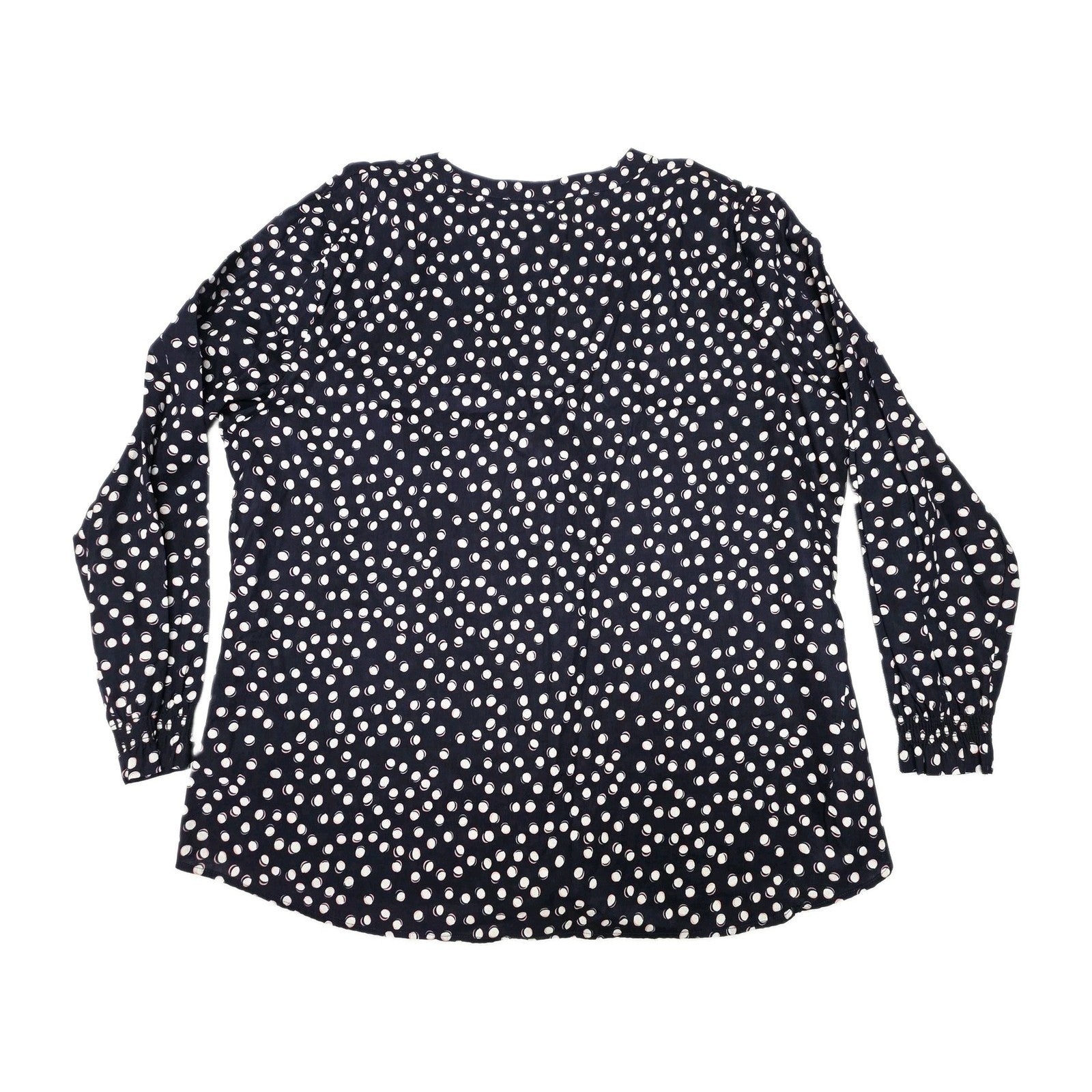 Thomas Cook Blouse Women's 20 Blue Long Sleeve Polka Dot Cotton Ruffle Georgie