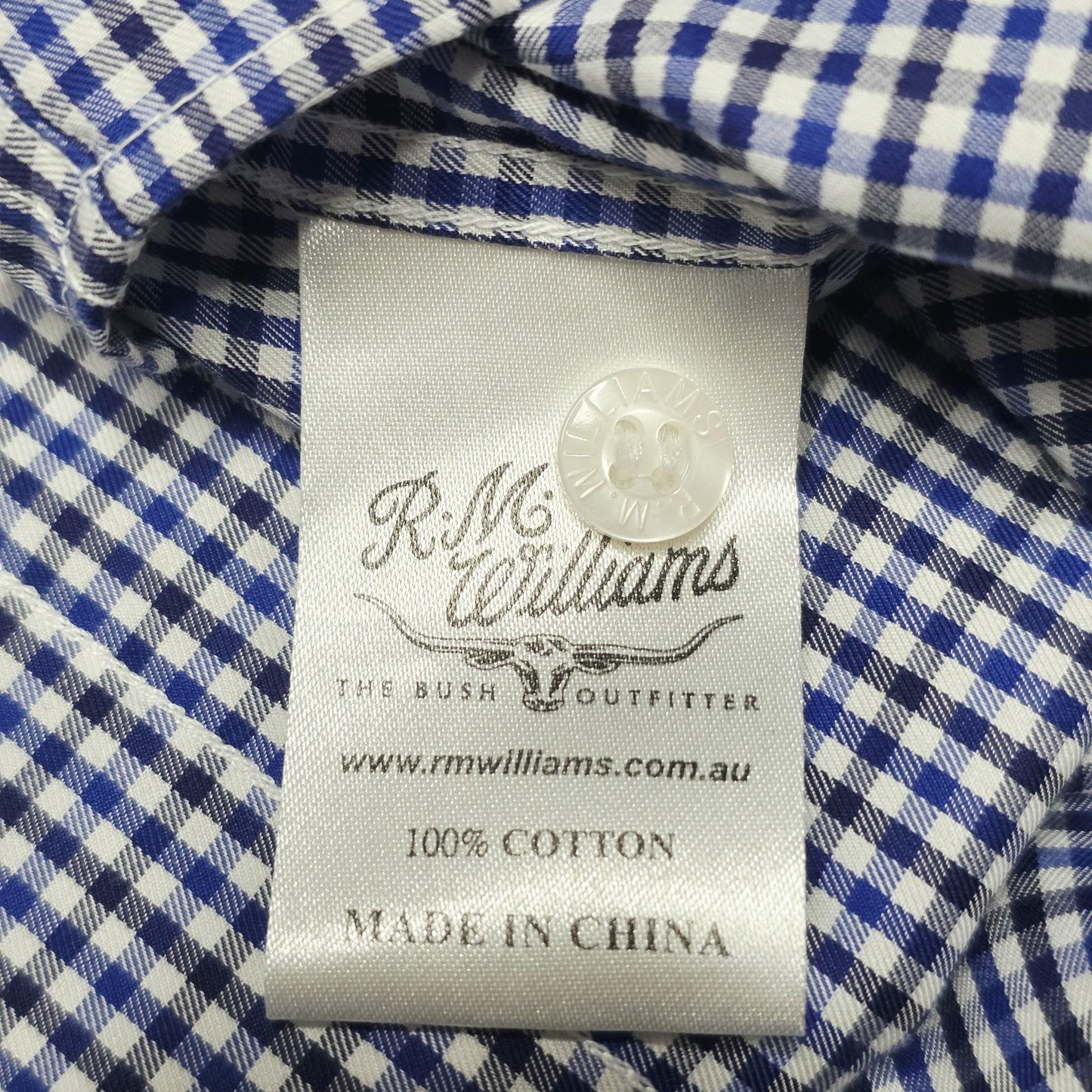 R.M. Williams Shirt Boys 4 Blue Gingham Check Long Sleeve Button Up Cotton