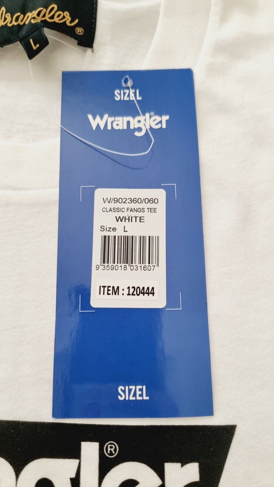 Wrangler Classic White Fangs Out TEE Fitted T-Shirt New With Tags Size L