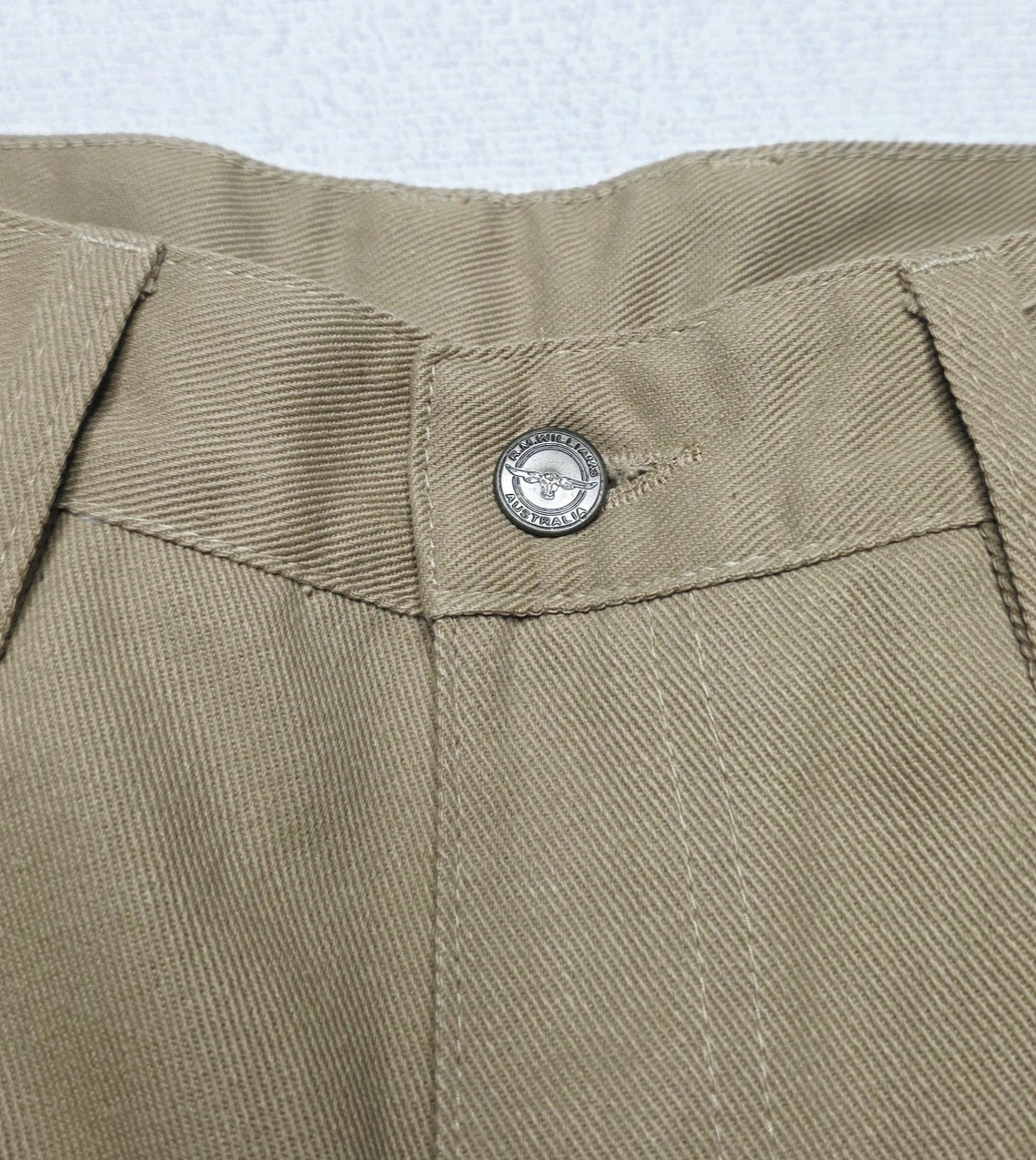 R.M. Williams Pants Men's 32R Beige Straight Classic Cotton Denim Workwear TJ191