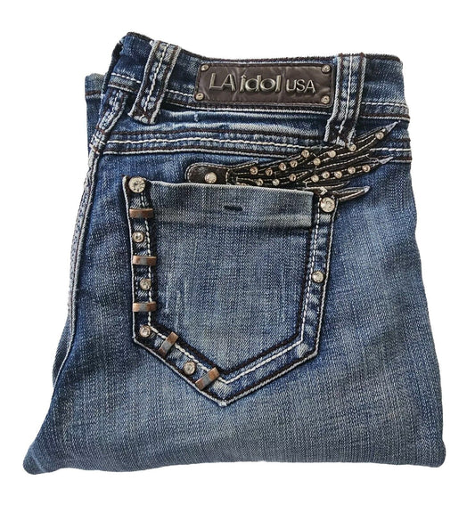 LA Idol USA Western Bootcut Denim Jeans Ladies Size 7