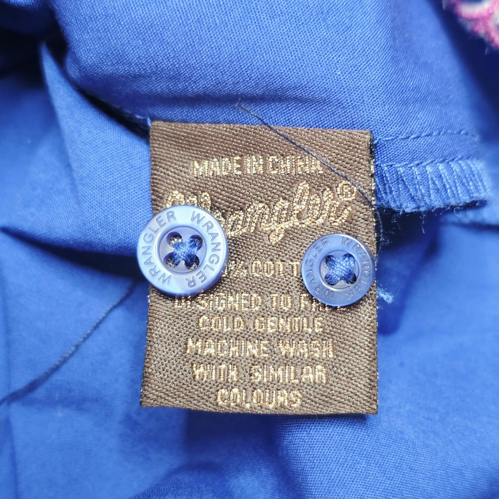 Wrangler Shirt Women's 16 Blue Long Sleeve Button Up Cotton Tracey Drill Western