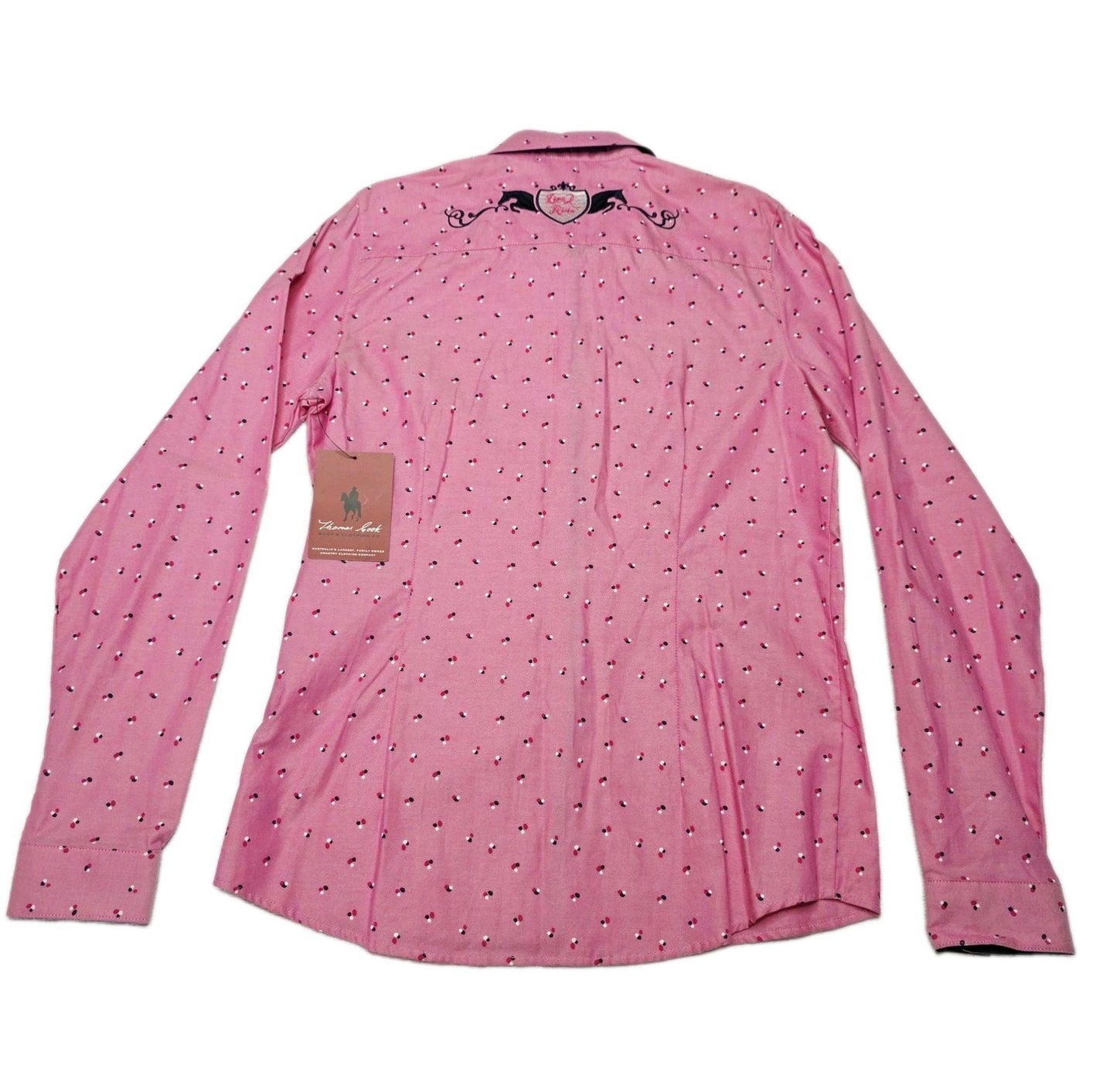 Thomas Cook Shirt Girls 14 Pink Long Sleeve Button Up Polka Dot Riding Western