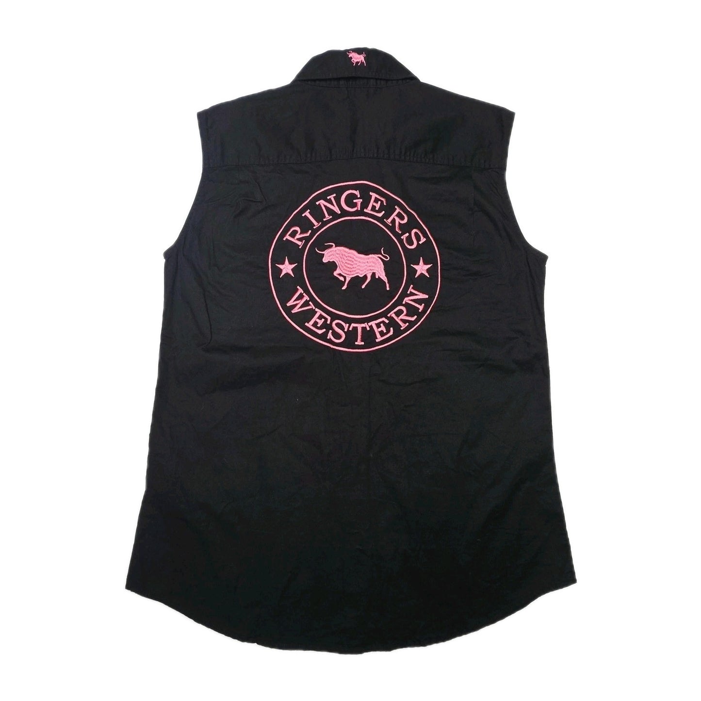Ringers Western Shirt Women's 10 Black Sleeveless Button Up Jillaroo Workwear