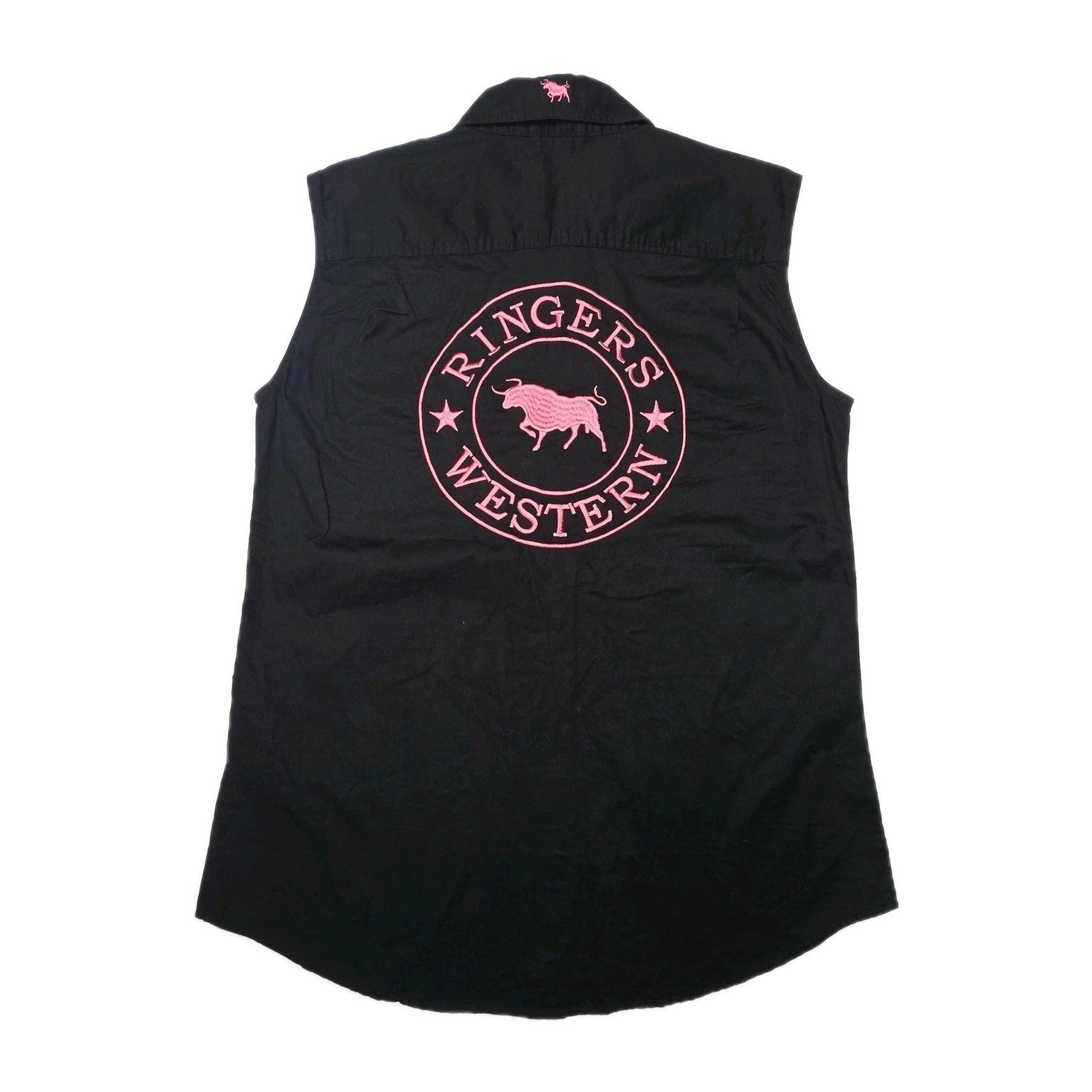 Ringers Western Shirt Women's 10 Black Sleeveless Button Up Jillaroo Workwear