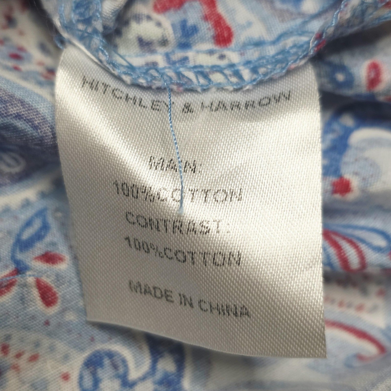 Hitchley & Harrow Shirt Women's 8 Blue Long Sleeve Button Up Paisley Cotton