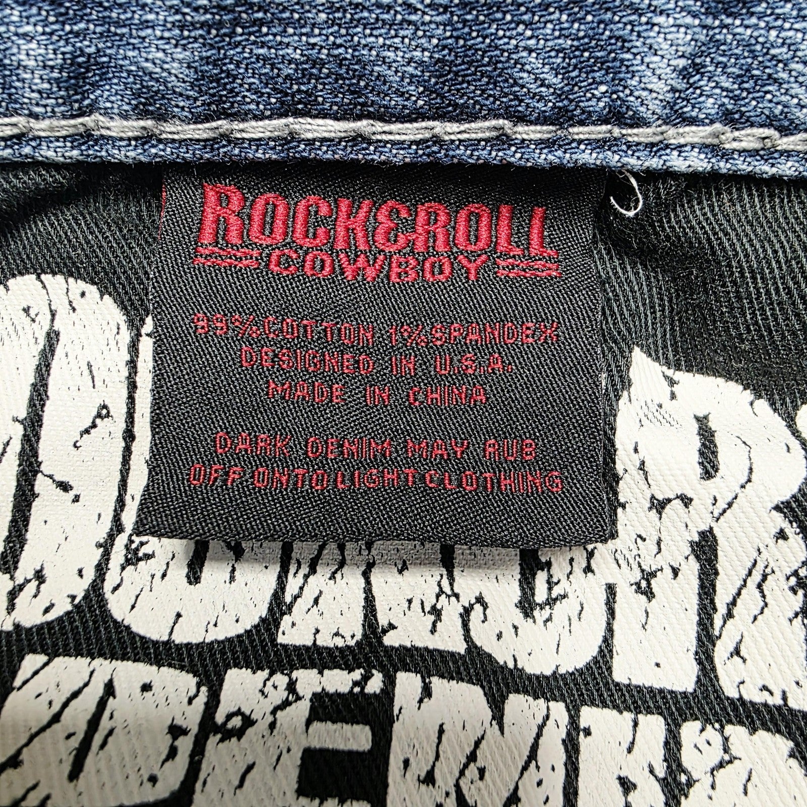Rock & Roll Cowboy Revolver Straight Jeans Mens 34x36 Blue Slim Straight