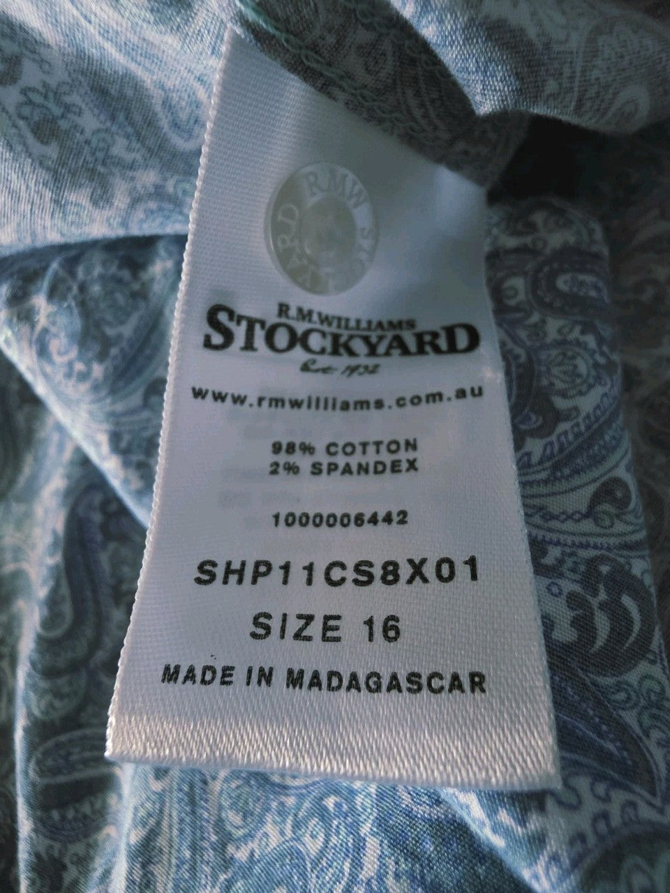 R.M Williams Stockyard Regular Fit Short Sleeve Ladies Western Shirt Size 16