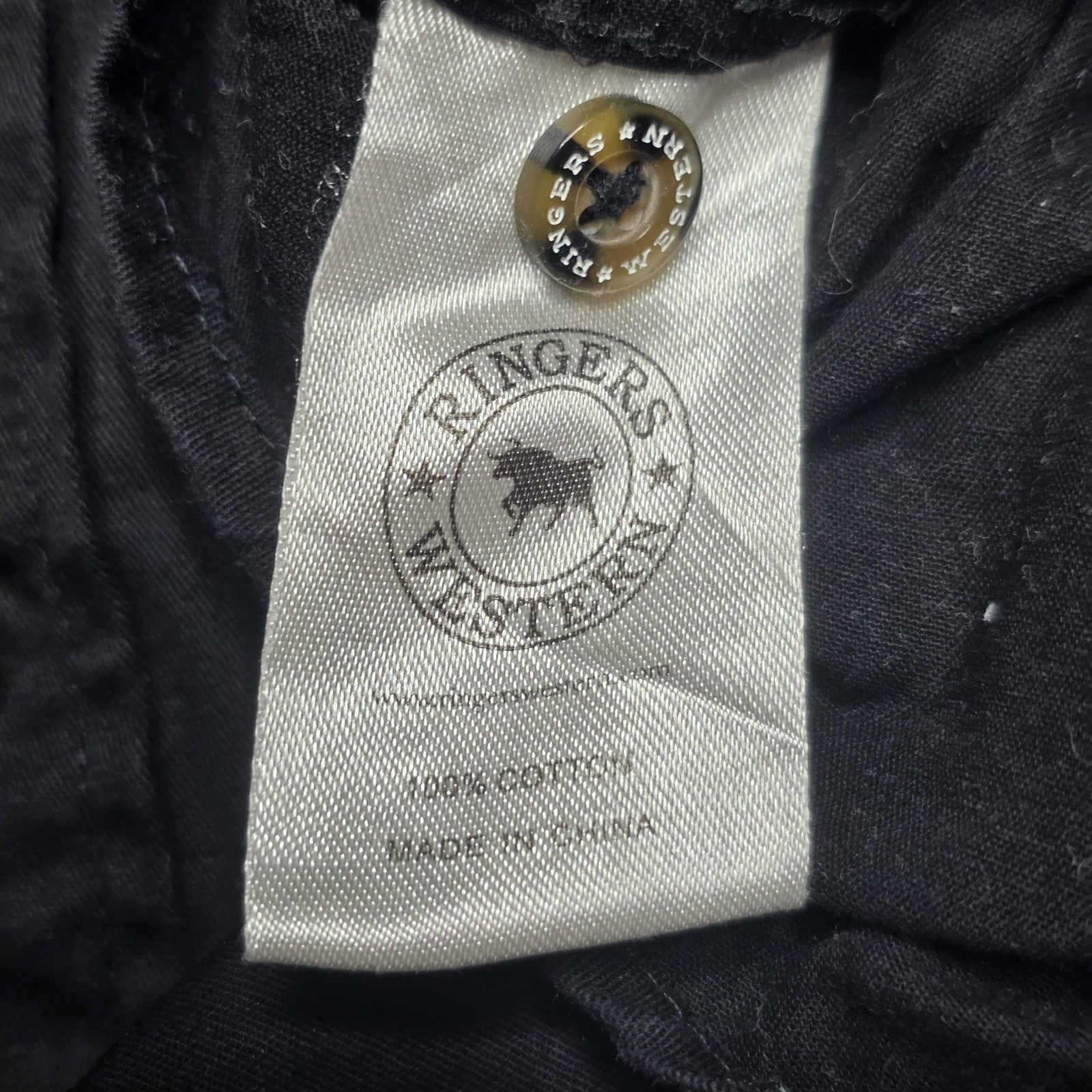 Ringers Western Hawkeye Shirt Mens 5XL Black Long Sleeve Front Logo