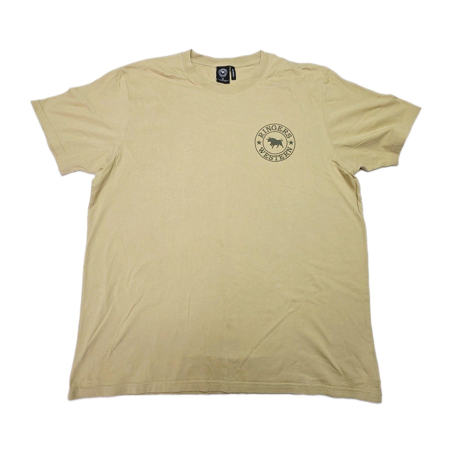 Ringers Western Shirt Men's XL Beige Logo Short Sleeve Loose Fit Cotton Tee