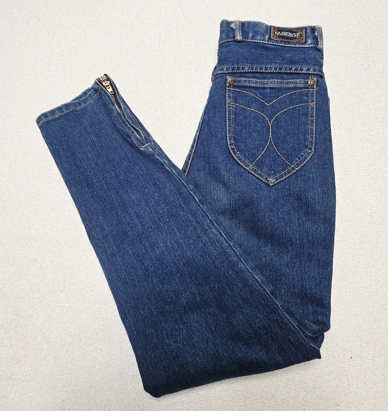 Faberge Jeans Women's 10 Blue High Rise Tapered Ankle Zip Pockets Vintage