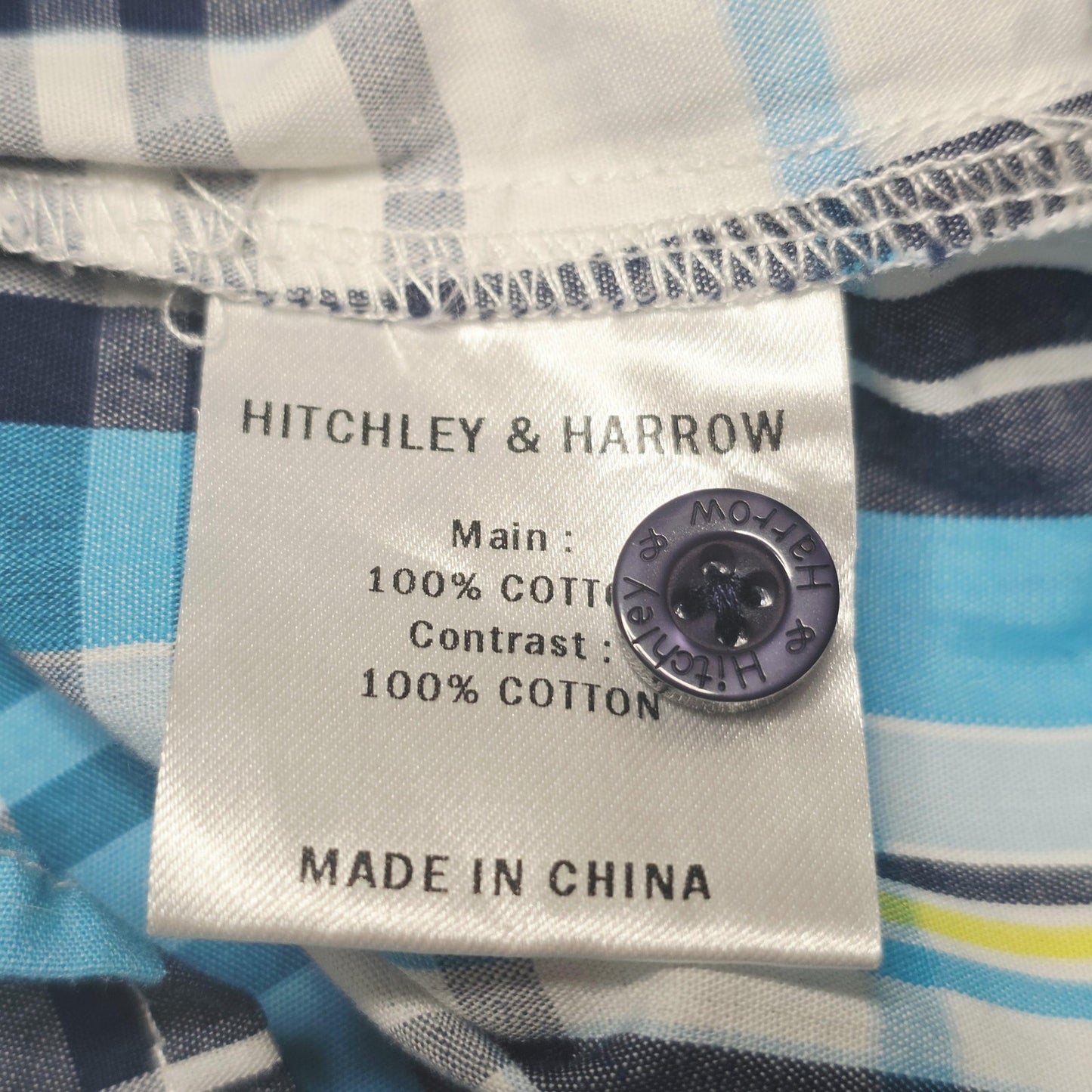 Hitchley & Harrow Shirt Women's 12 Blue Long Sleeve Button Up Plaid Cotton