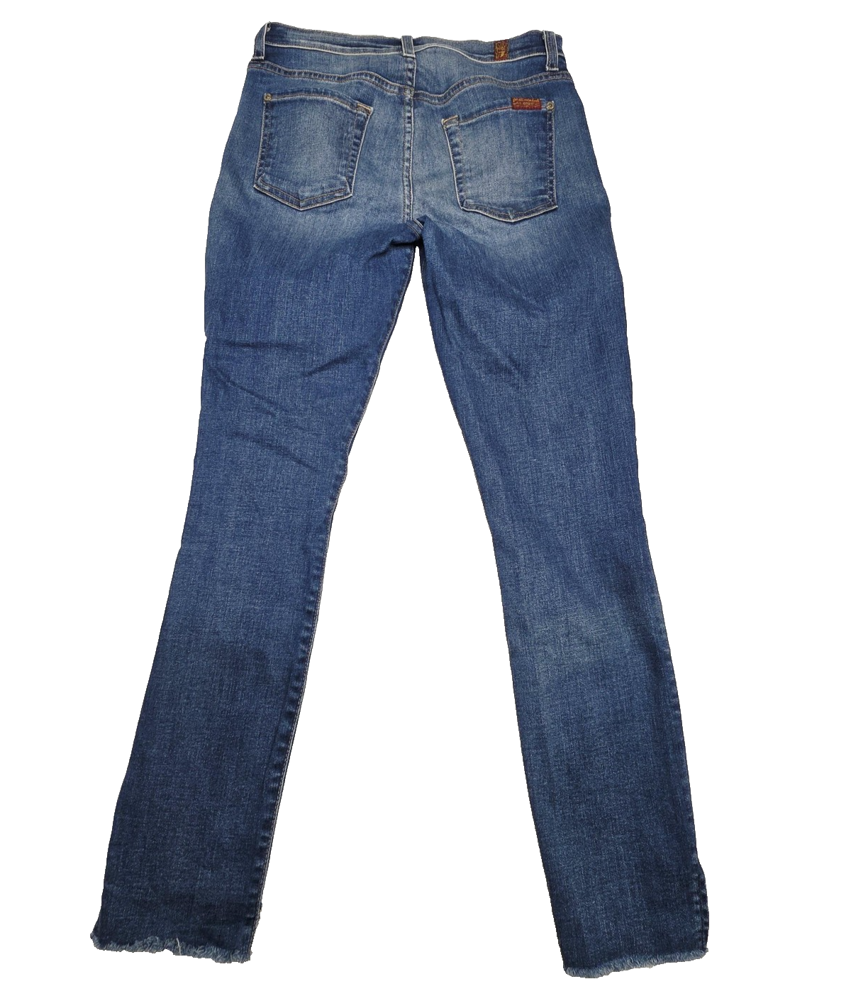 7 For All Mankind Jeans Women's 26x27 Blue The Ankle Skinny Distressed Raw Hem