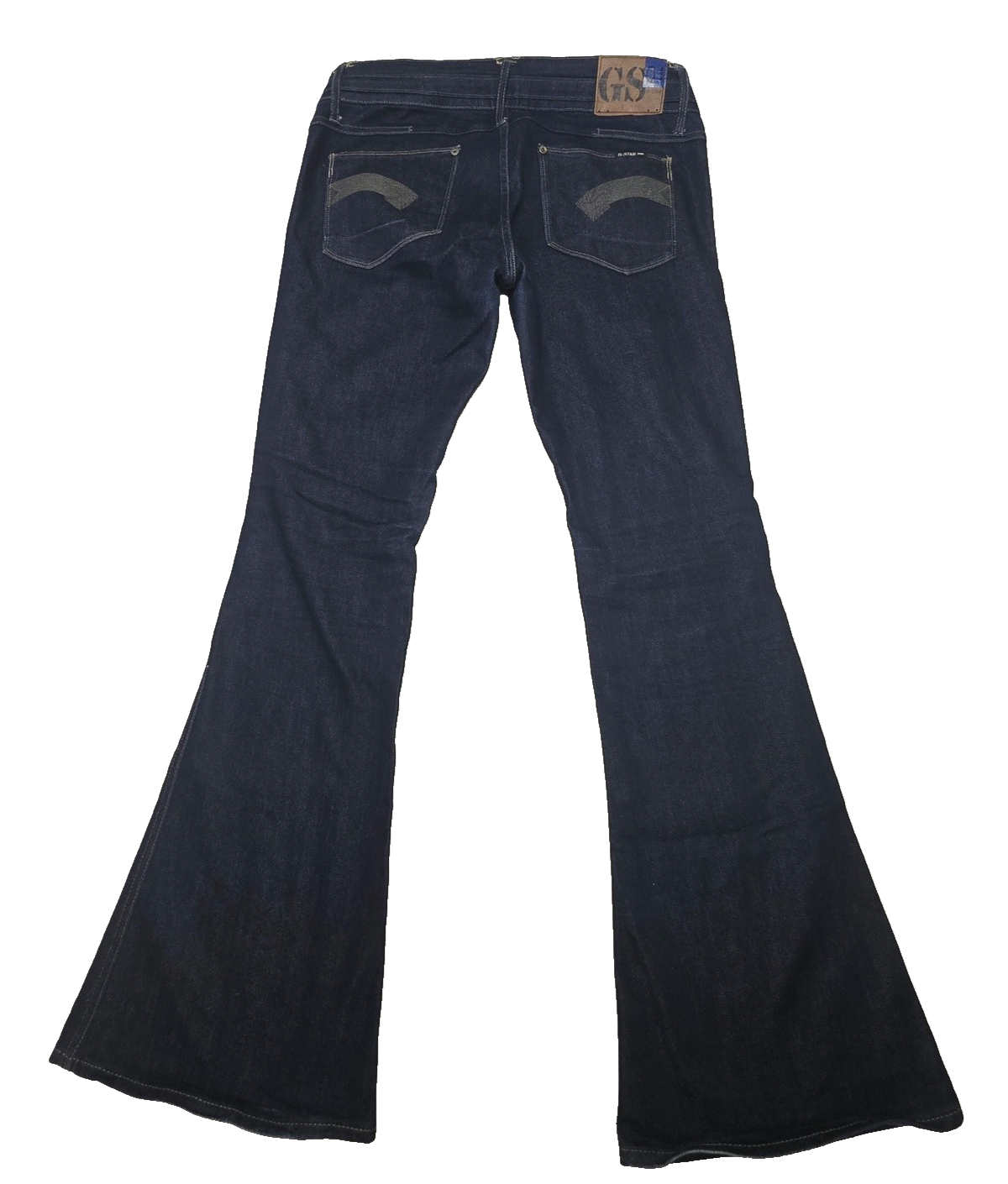 G-Star Jeans Women's 31x30 Blue Dark Wash Heller Mid waist Bell Flared Zip Fly