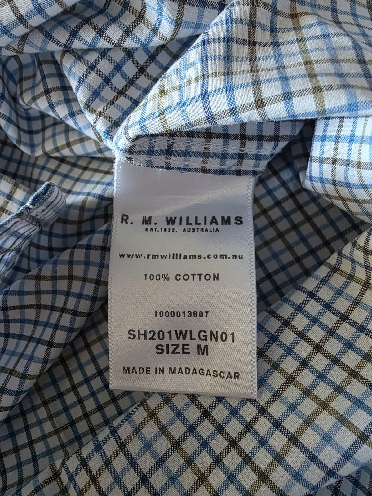 R.M Williams Long Sleeve Check Shirt Men's Size Medium