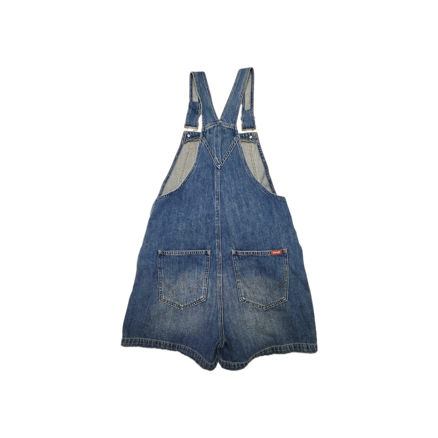 Wrangler Dungaree Shorts Women's 10 Blue Denim Adjustable Strap Casual Pockets