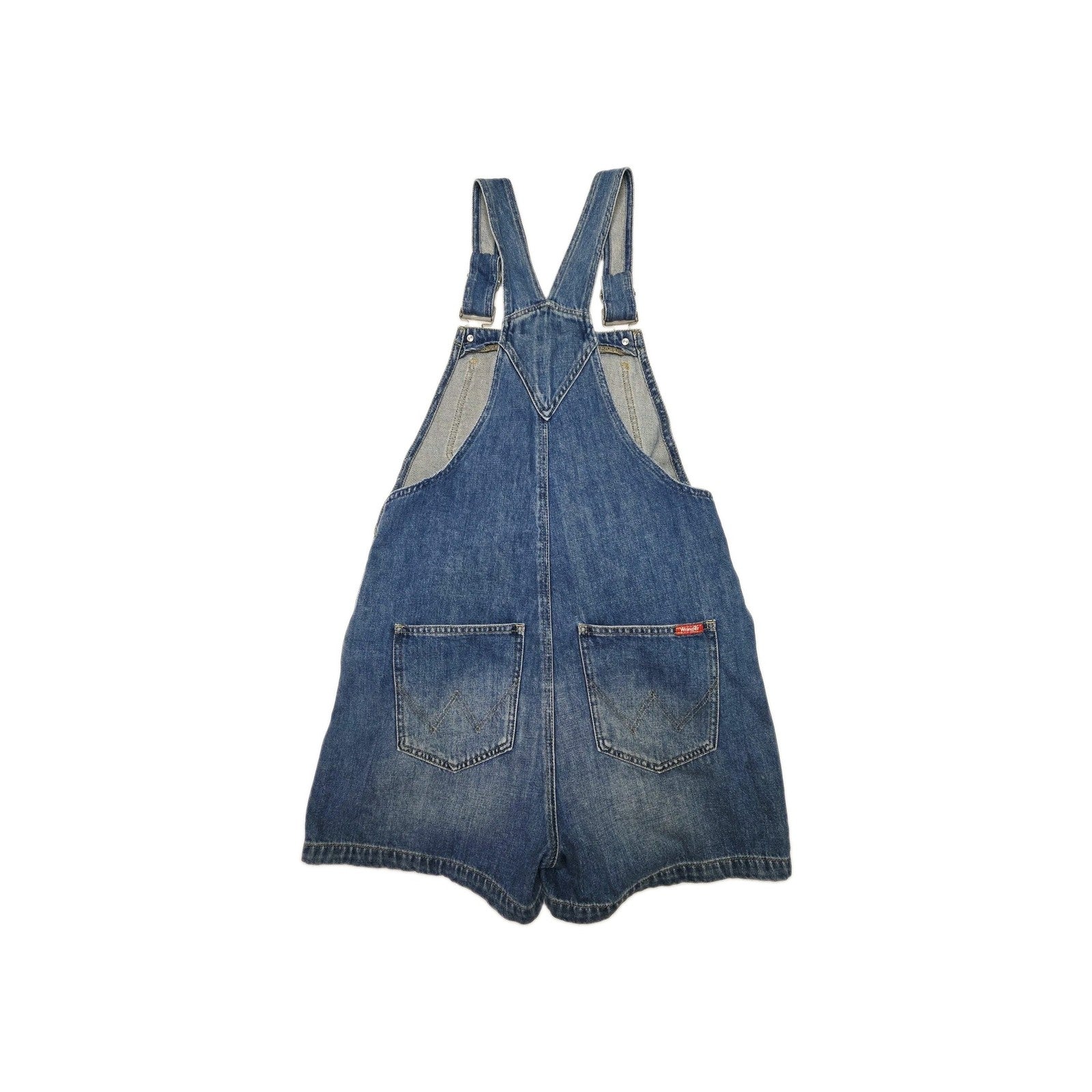 Wrangler Dungaree Shorts Women's 10 Blue Denim Adjustable Strap Casual Pockets
