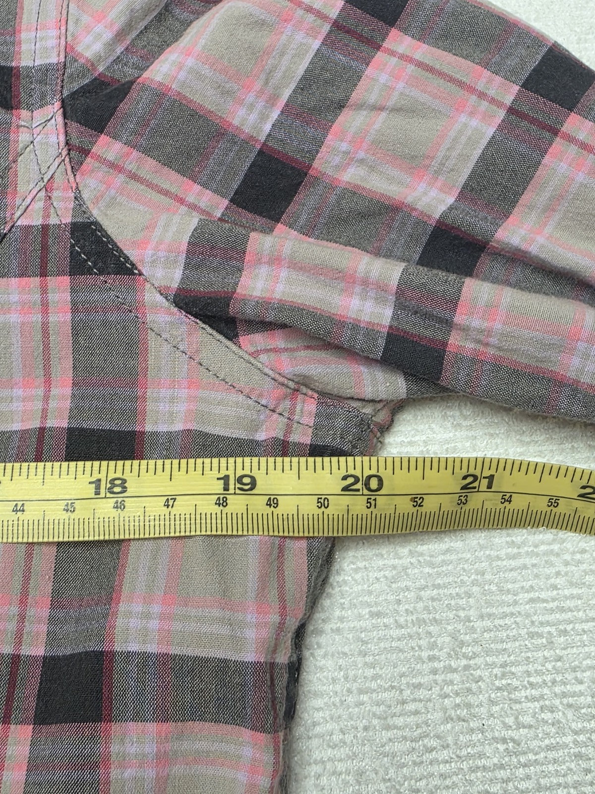 Wrangler Shirt Womens 12 Multicolour Pink Grey Plaid Button Up Long Sleeve