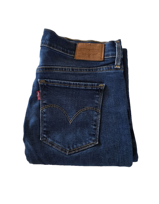 Levi's BIG E 314 Shaping Straight Ladies Dark Denim Jeans Size 28 x 32