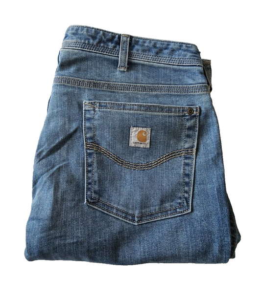 Carhartt Blue Relaxed Fit Bootcut Leg Denim Jeans Ladies Size 12 Short