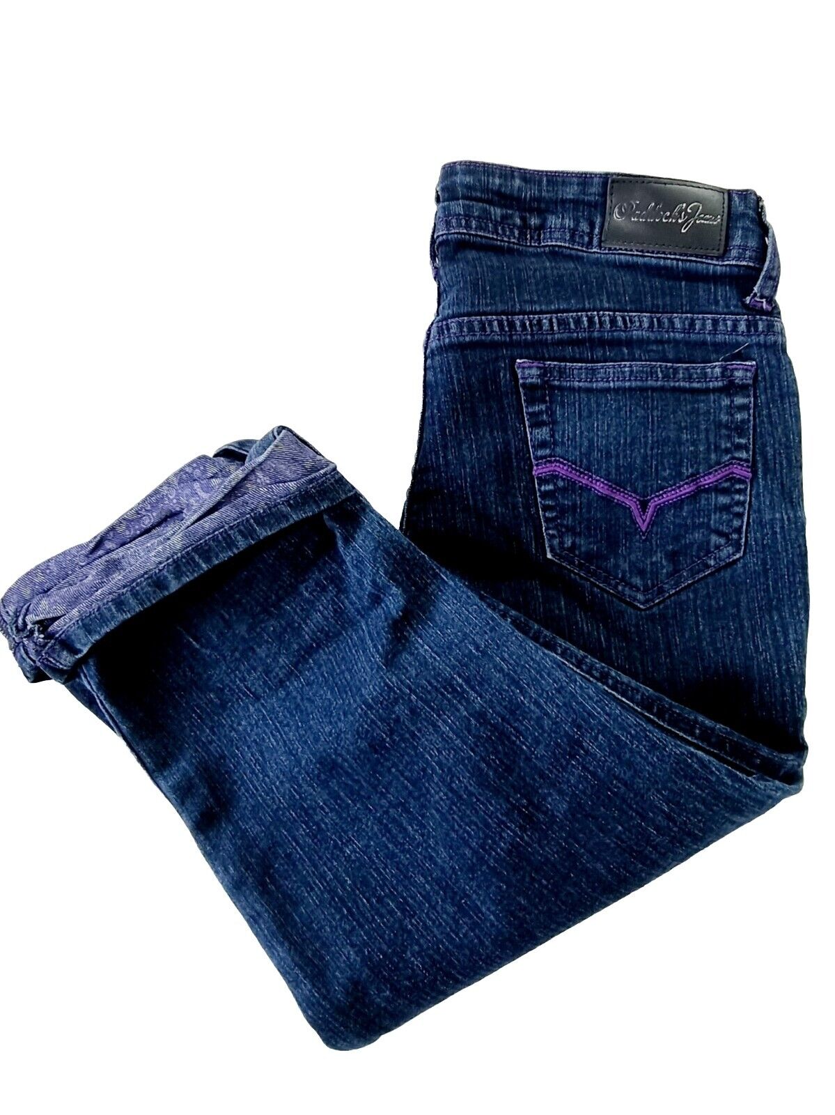 Paddock's Capri Blue Jeans Purple stitch Ladies Size 30