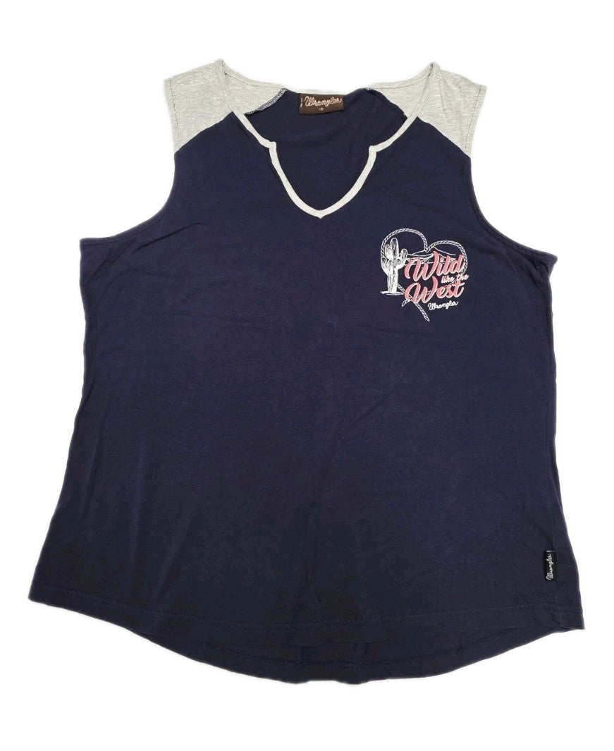 Wrangler Wild Like The West Sleeveless Tee Ladies Size 16