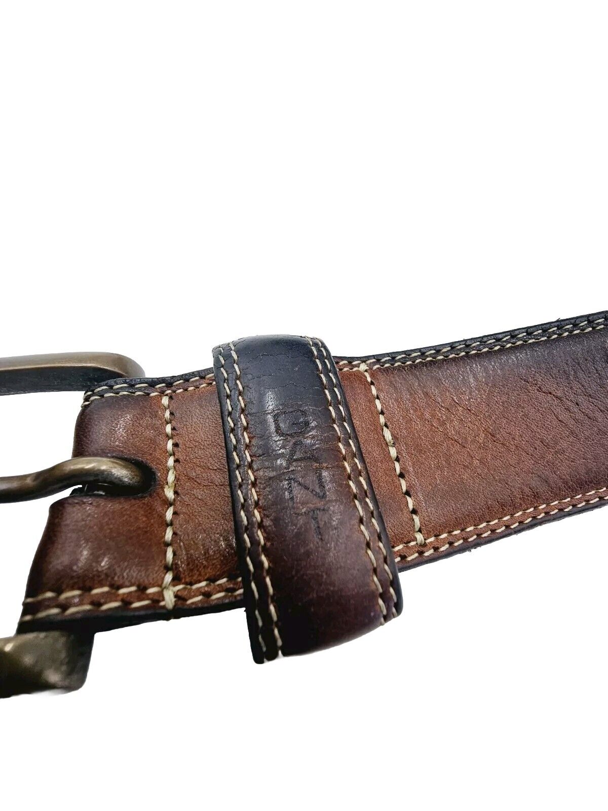 GANT Brown Leather Belt Size 36" Made in Italy