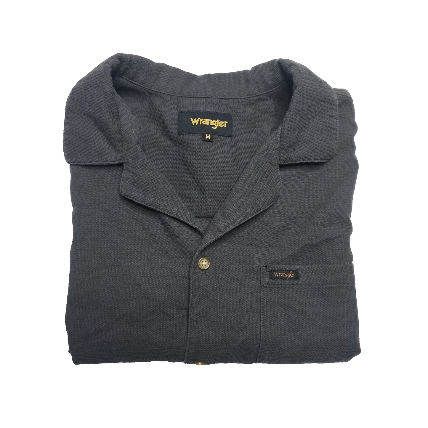 Wrangler Shirt Mens M Grey Short Sleeve Button Up Cotton Lightweight Casual