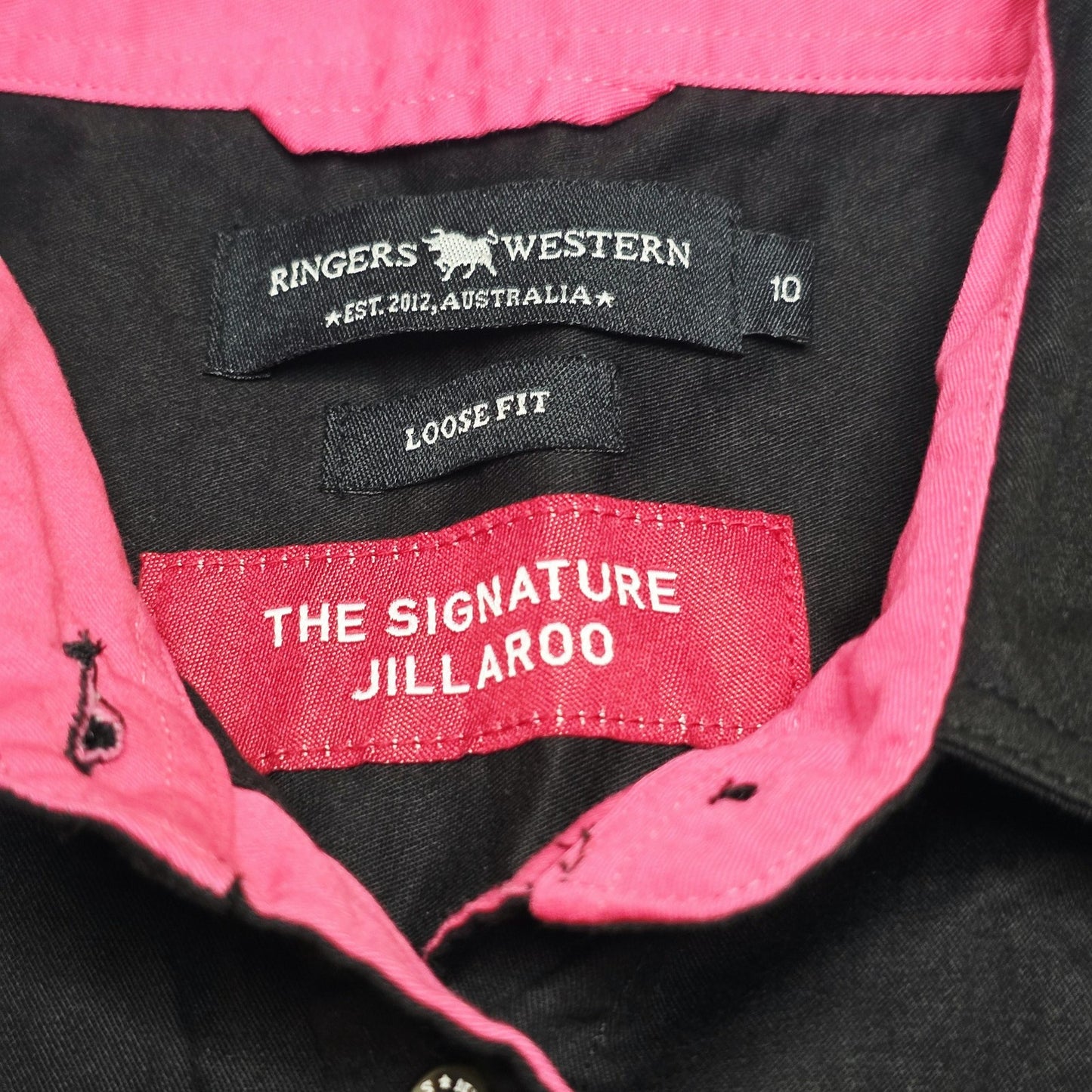 Ringers Western Shirt Women's 10 Black Sleeveless Button Up Jillaroo Workwear