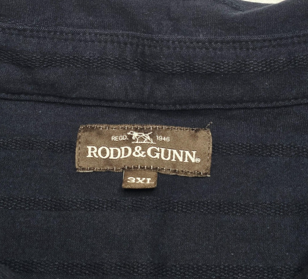 Rodd & Gunn Shirt Men's 3XL Blue Striped Short Sleeve Cotton Polo Casual