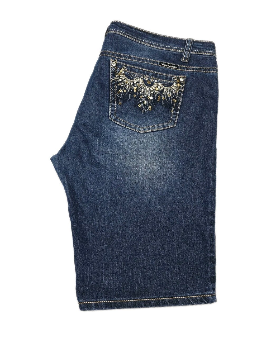 Pure Western Shorts Women's 16 Blue Denim Bermuda Zip Fly Pockets Casual Summer