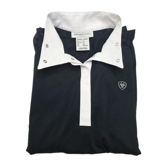 Ariat Polo Shirt Women's XS Black Short Sleeve Aptos Vent Show Top Equestrian