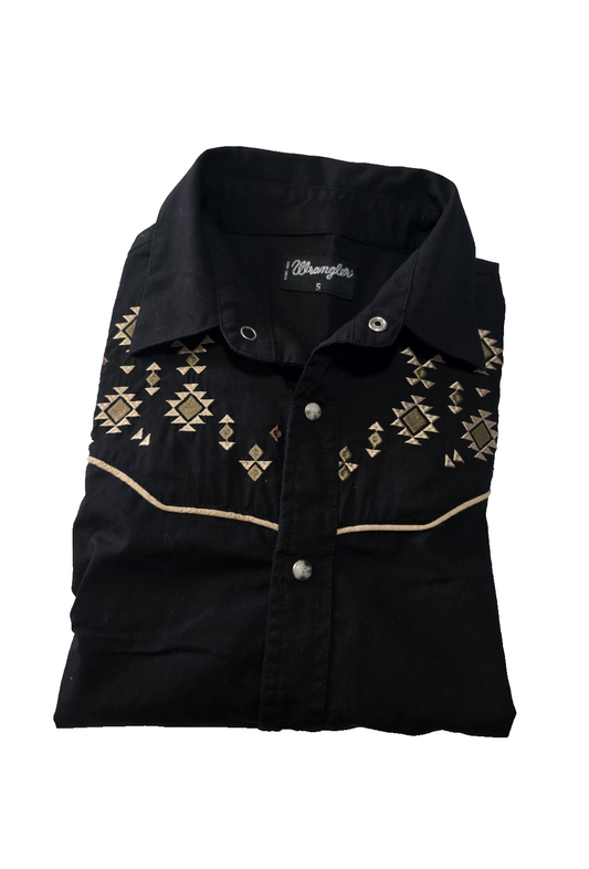 Wrangler Aztec Western Rodeo Long Sleeve Shirt Men's Size S
