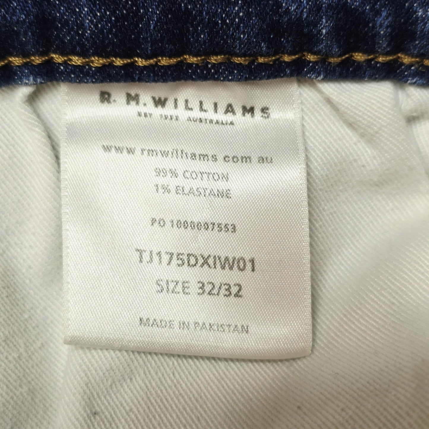R.M. Williams Jeans Mens 32x32 Blue Straight Regular Stretch Denim TJ1173DXIW01