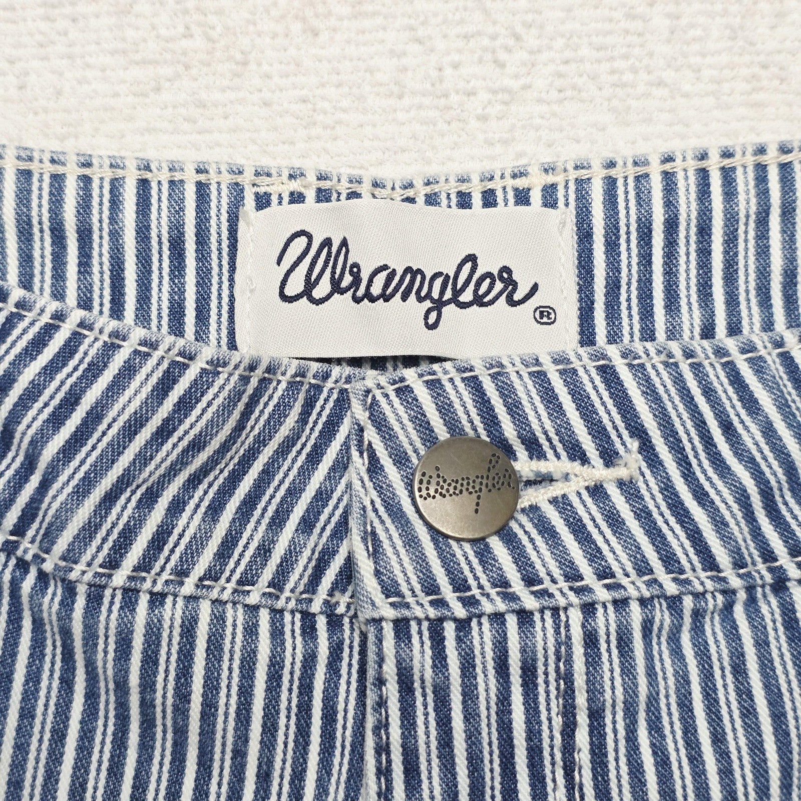 Wrangler Jeans Women's 8 Blue White Stripe Straight Patti Denim Stretch Highrise