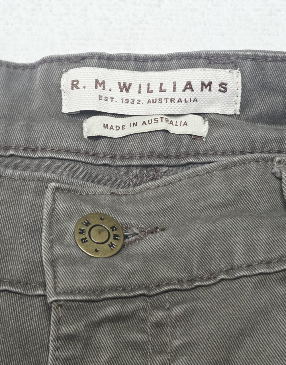 R.M. Williams Jeans Men's 38x32 Brown Straight Regular Stretch Denim TJ781XDSI01