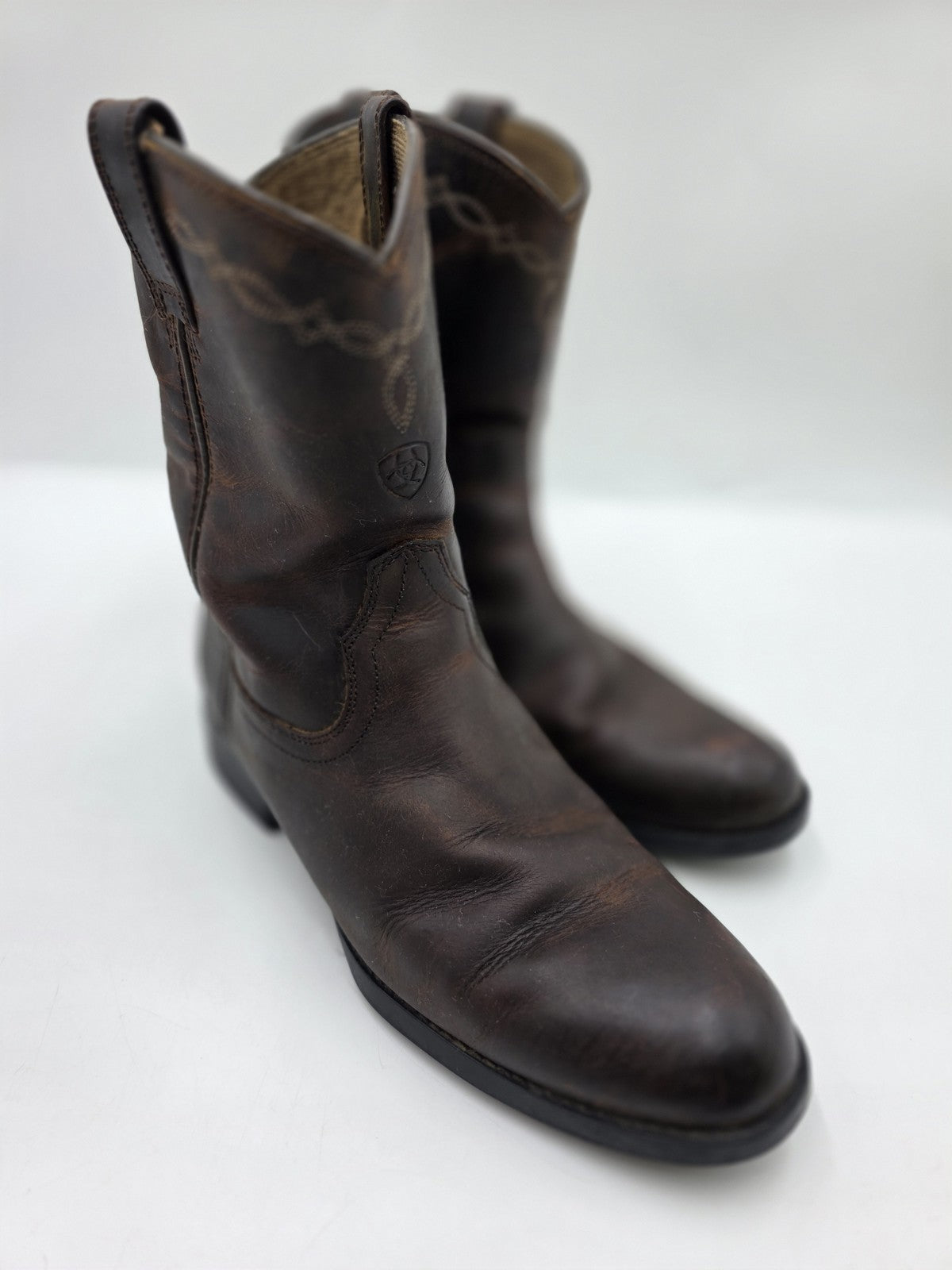 Ariat Boots Women's 5 Brown Leather Western Mid Calf Pull On Workwear Country