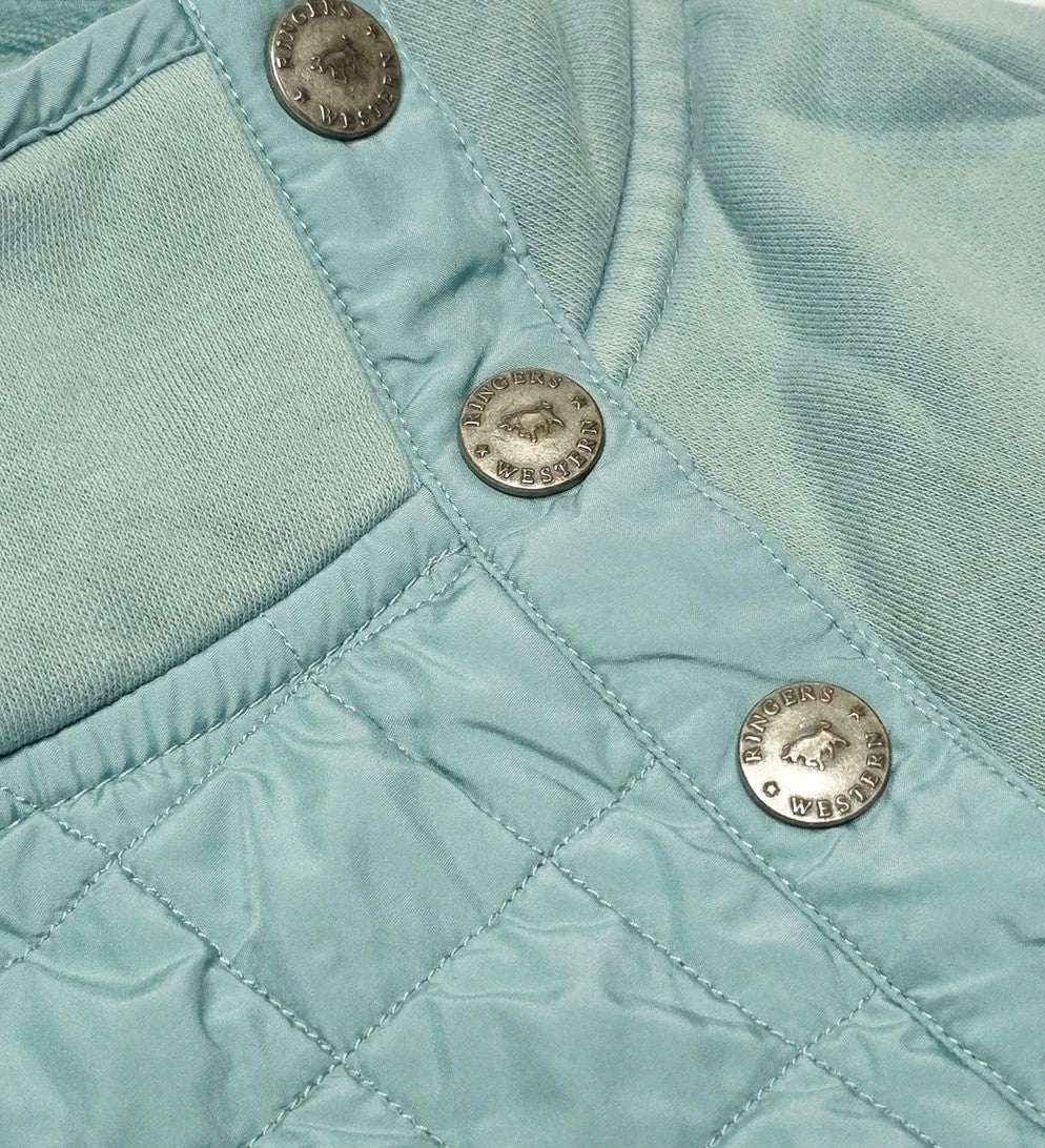 Ringers Western Jumper Women's 16 Green Quilted Fleece High Neck Pullover Top