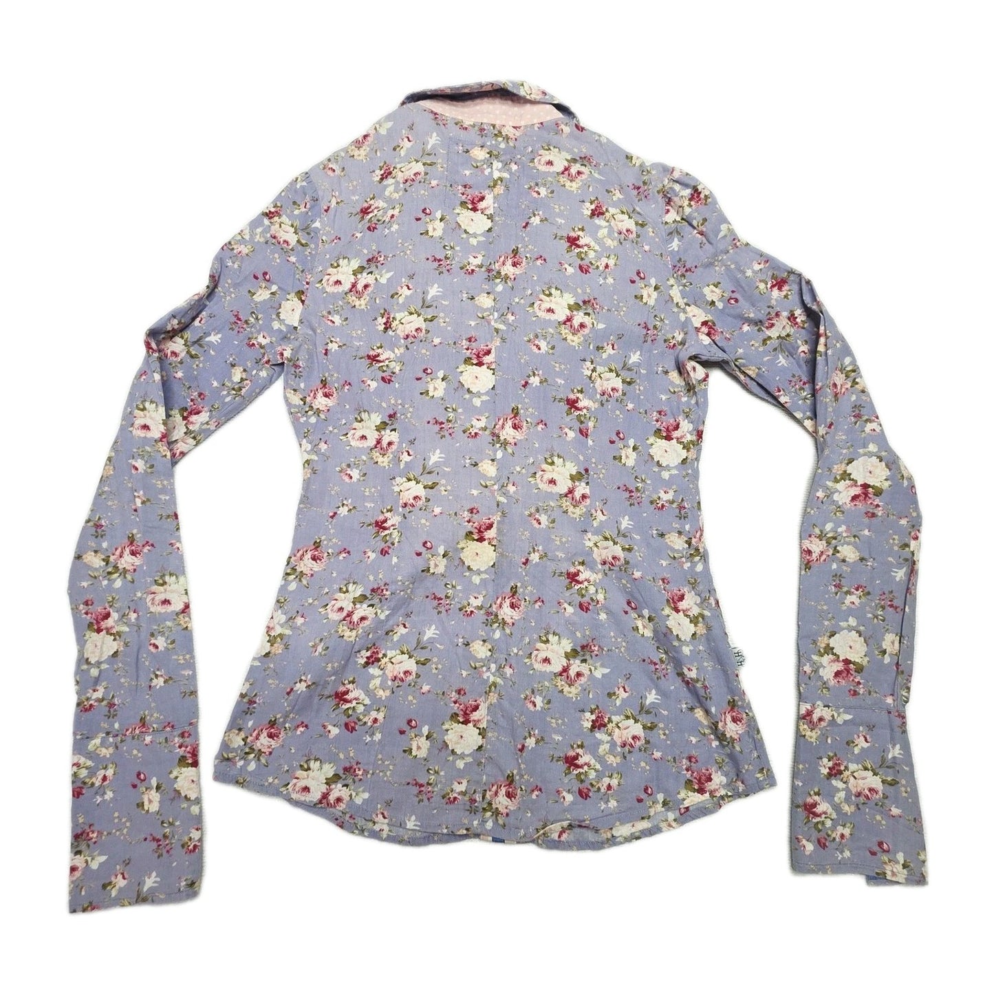 Hitchley & Harrow Shirt Women's 6 Purple Long Sleeve Button Up Floral Ruffle