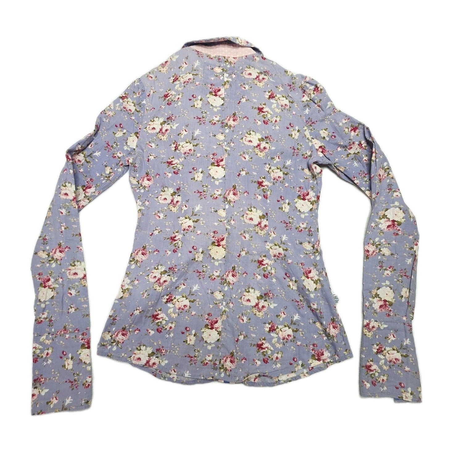 Hitchley & Harrow Shirt Women's 6 Purple Long Sleeve Button Up Floral Ruffle