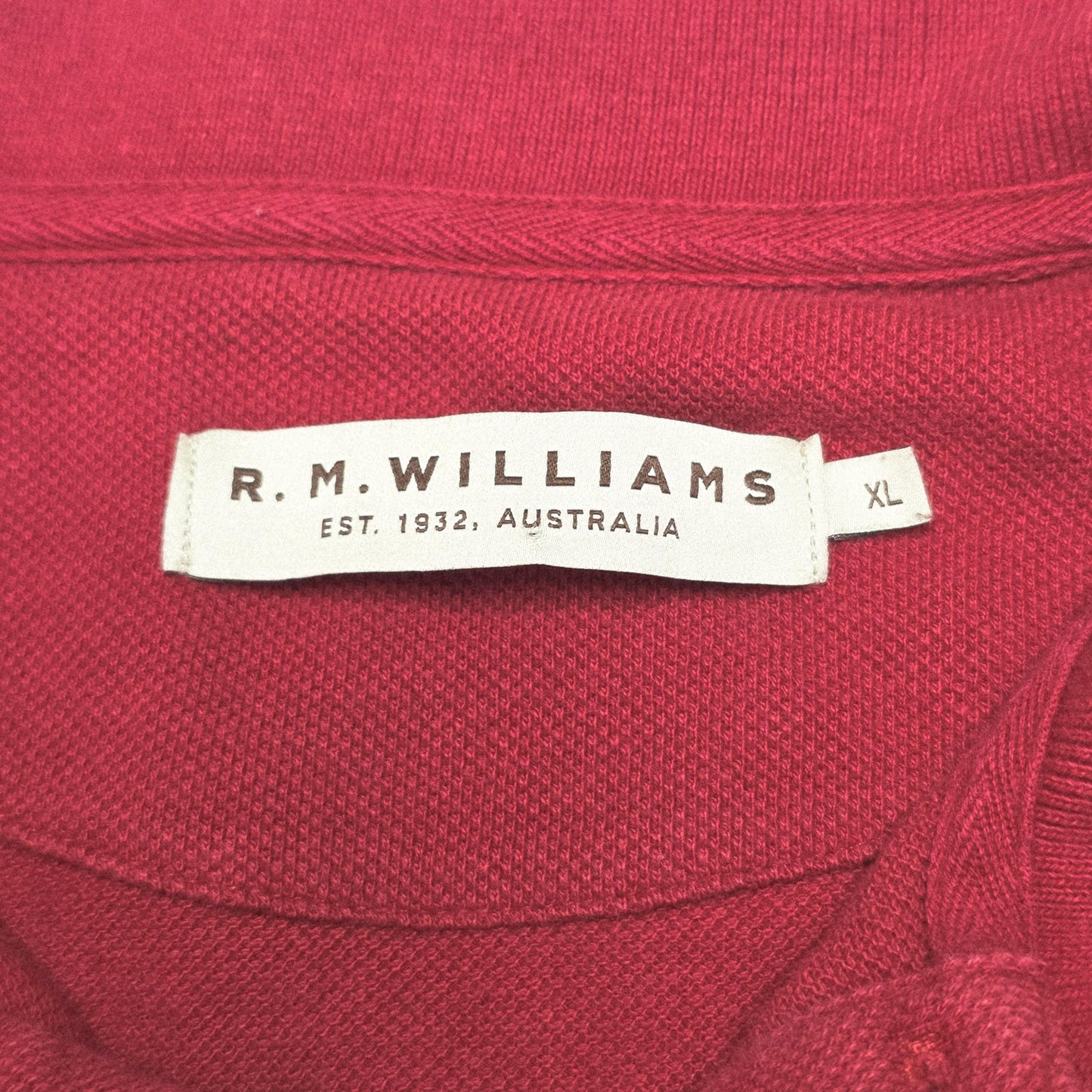 R.M. Williams Shirt Men's XL Red Short Sleeve Cotton Polo Embroidered Casual