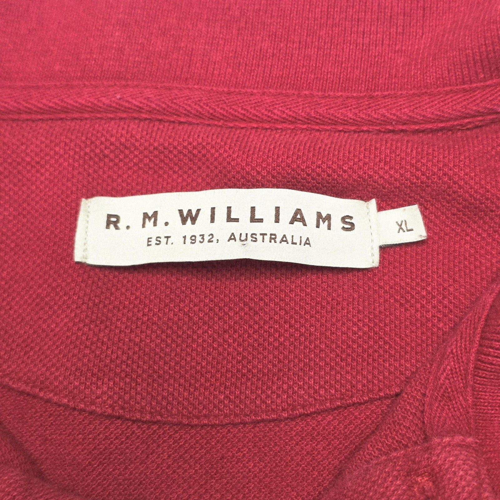 R.M. Williams Shirt Men's XL Red Short Sleeve Cotton Polo Embroidered Casual