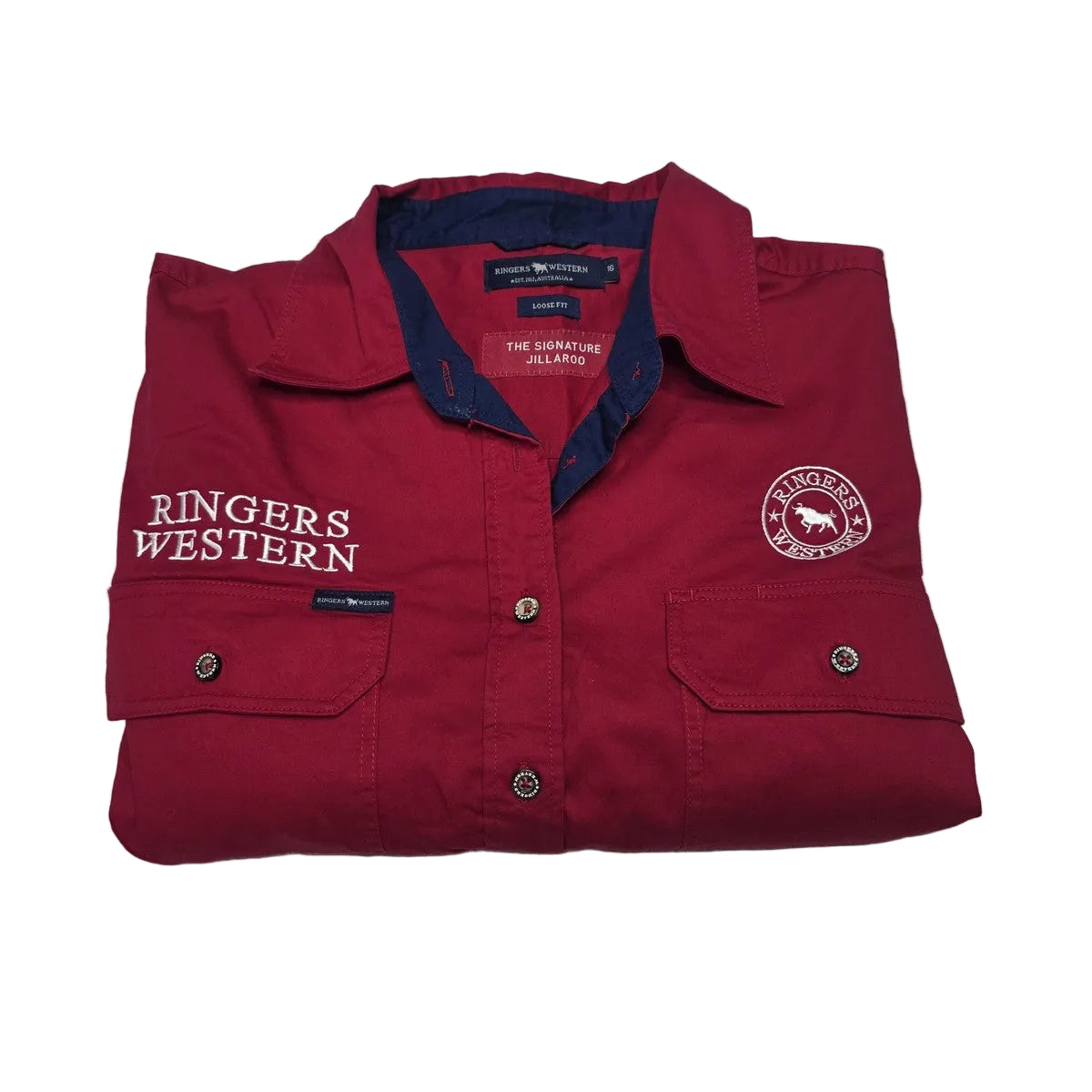 Ringers Western Shirt Womens 16 Red Signature Jillaroo Snap Western Workwear