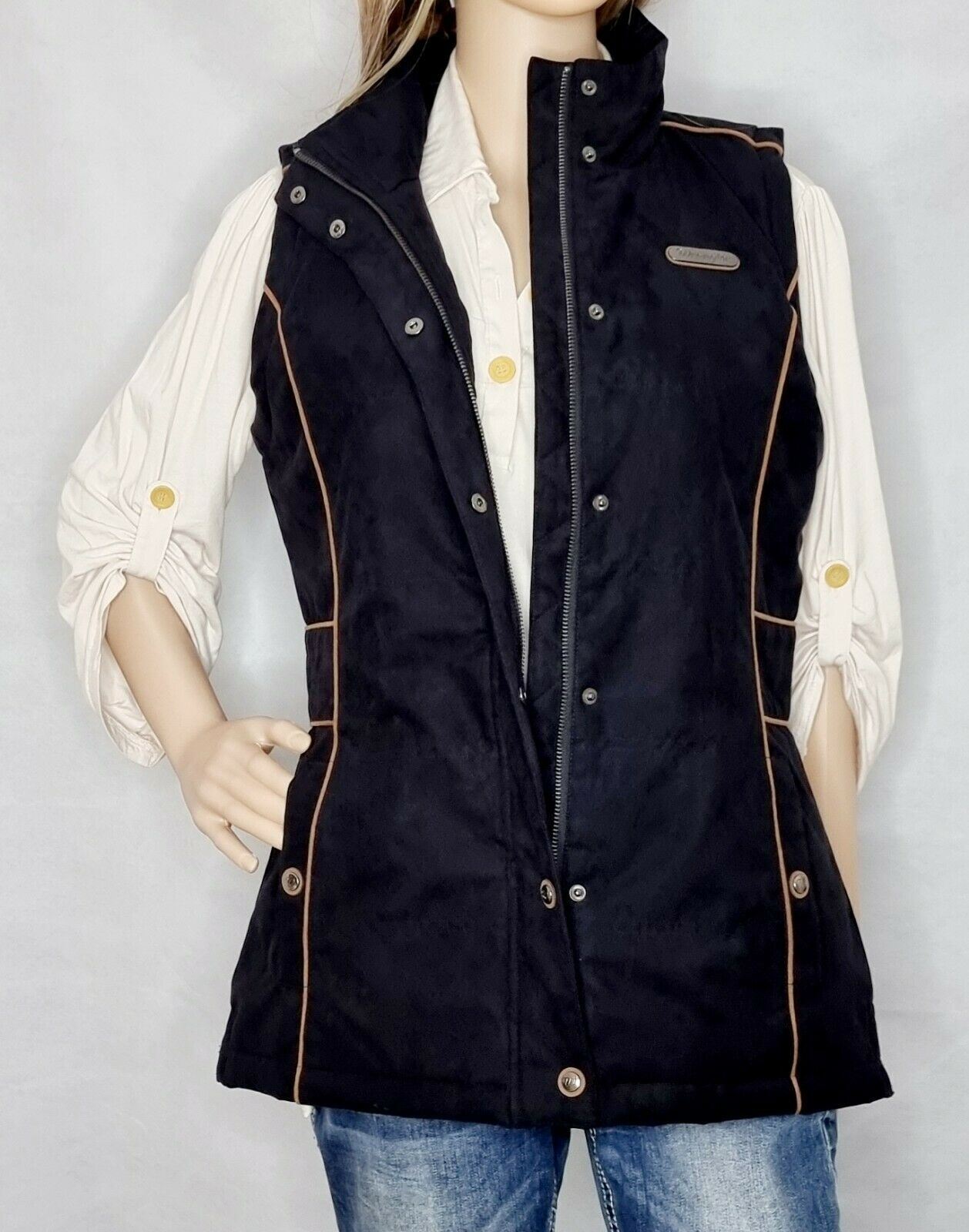 Wrangler Black Vegan Suede Soft Vest Ladies Size S