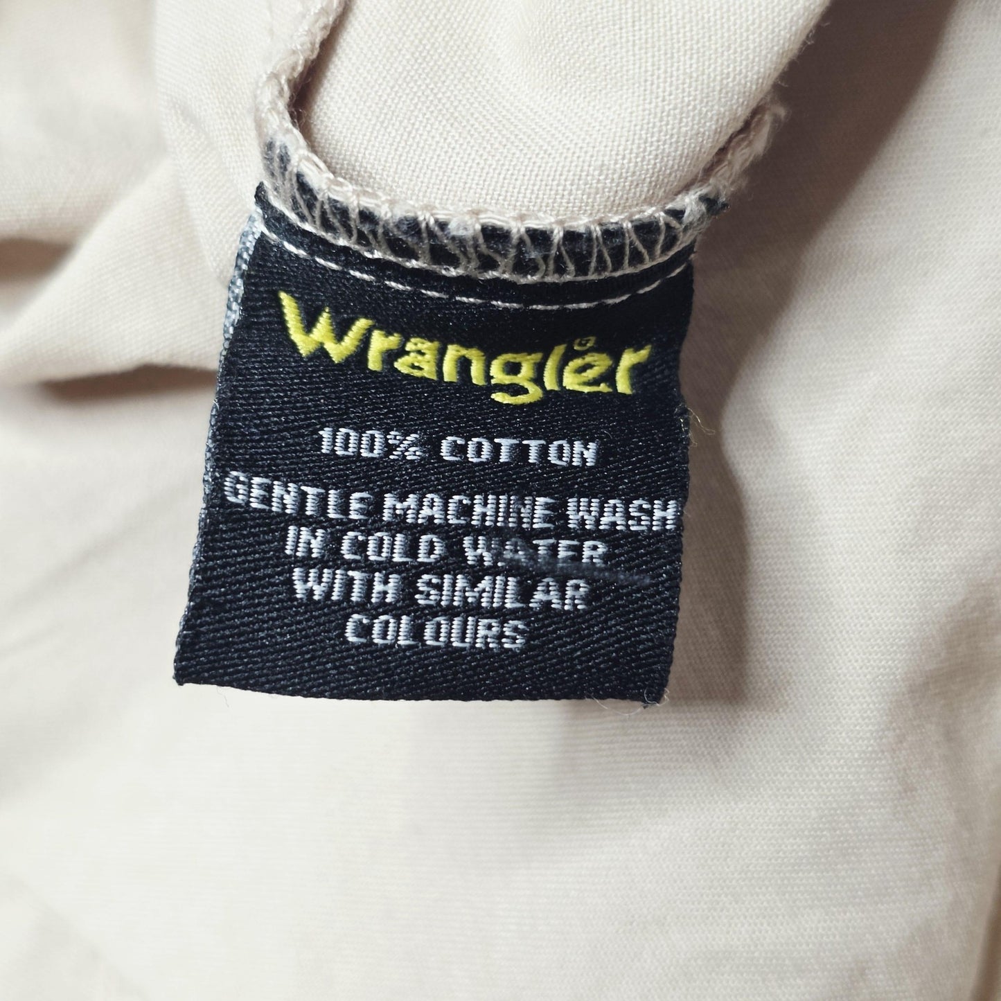 Wrangler Shirt Mens 2XL Beige Barbed Wire Snap Front Long Sleeve Western Cowboy